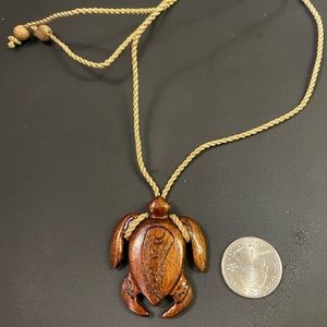 New Honu (turtle) Koa wood necklace with adjustable hemp cord